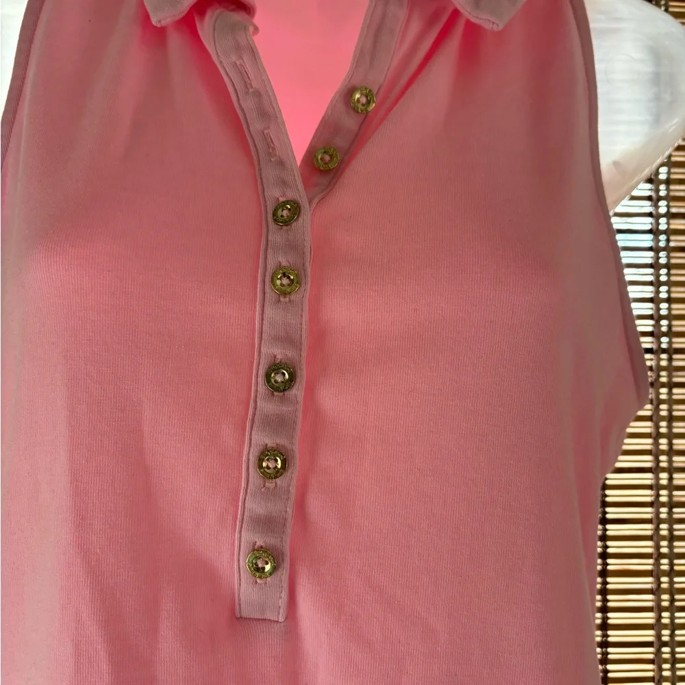 Lilly Pulitzer Reema Sleeveless Top Peony Pink Golf Athletic Polo size M - Picture 4 of 12